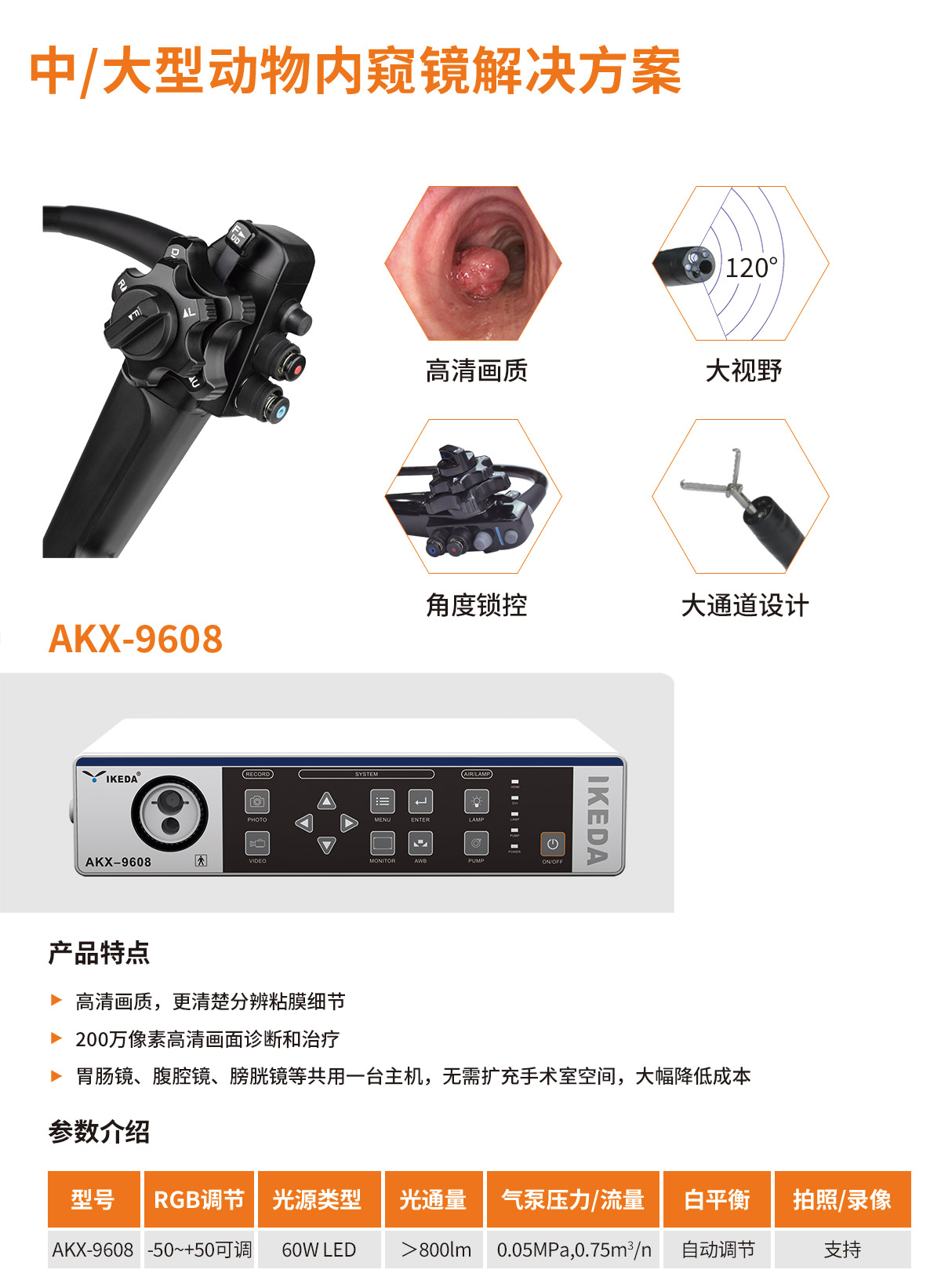 動(dòng)物內(nèi)窺鏡系統(tǒng) AKX-9608